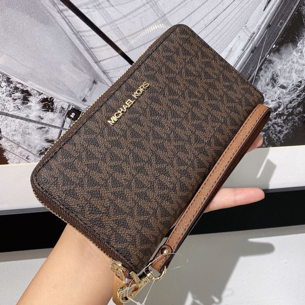 MK JST LG Phone Case Wristlet Wallet Logo Brown
